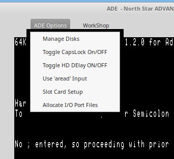 ade -
'ADE Options' menu bar above Screen Display